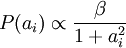 P(a_i) propto frac{eta}{1+a_i^2}